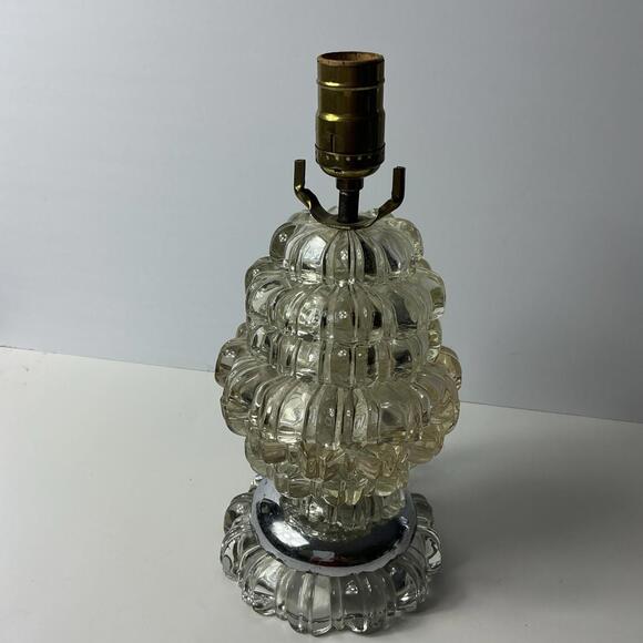 Other - vintage ribbed crystal Beehive table lamp  12” Tested No Shade MCM